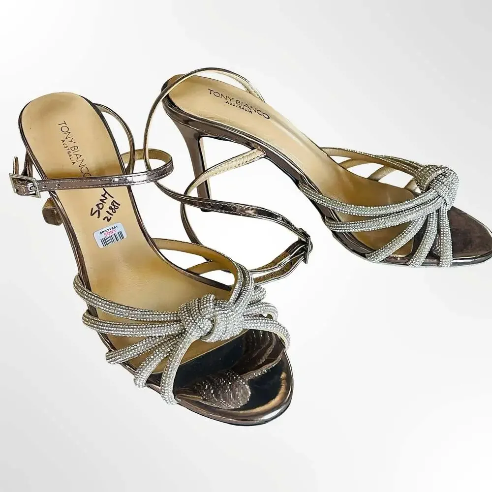 Tony Bianco Helena Gunmetal Shine Rhinestone Stiletto Heels